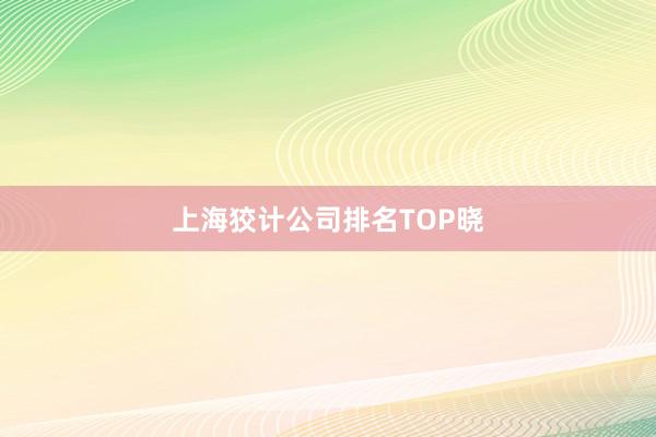 上海狡计公司排名TOP晓